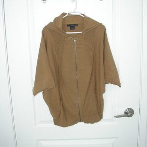 Camel Coloured Calvin Klein Zippered Knit Hoodie